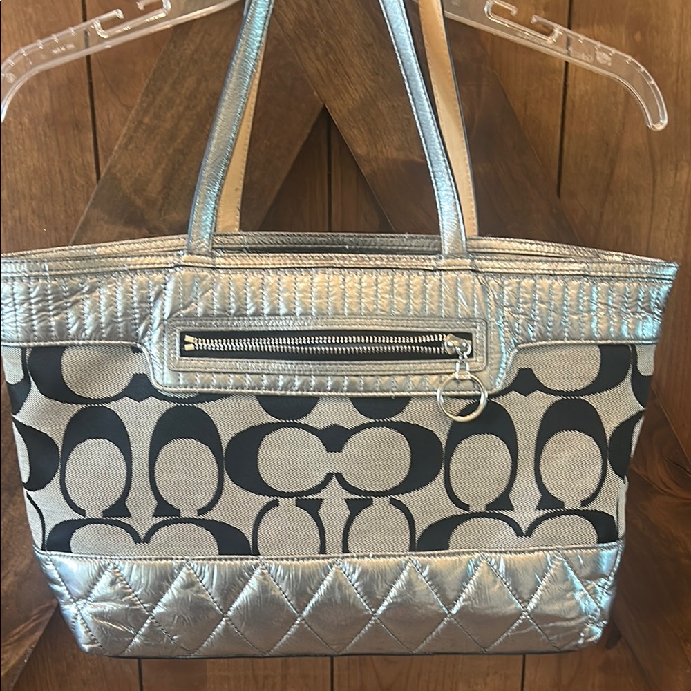 Silver and Black Tote Bag